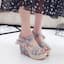 BH165 Women's Bow-knot Floral Sandals, 2026 Summer New Style, Open Toe, Wedge Heel, Korean Style, Thick Sole, Waterproof Platform, Roman Sandals