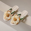 WS114 Niche style fairy-like flat flip-flops for women, summer fashion, straw-woven floral flats, pastoral vacation beach shoes.