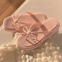 SL043 Summer beach flip-flops for women, versatile and stylish, square-toed, non-slip.