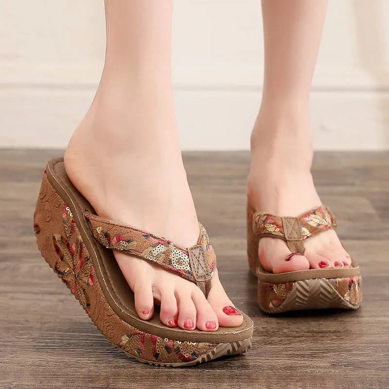 BH358 DALUZHOU Continental Boat New Women's Flip-Flops Summer Outerwear Fashionable High-Heeled Sandals High-Value